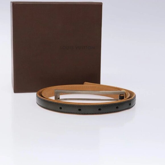LOUIS VUITTON Belt Leather Black LV Auth 133503 main image 12